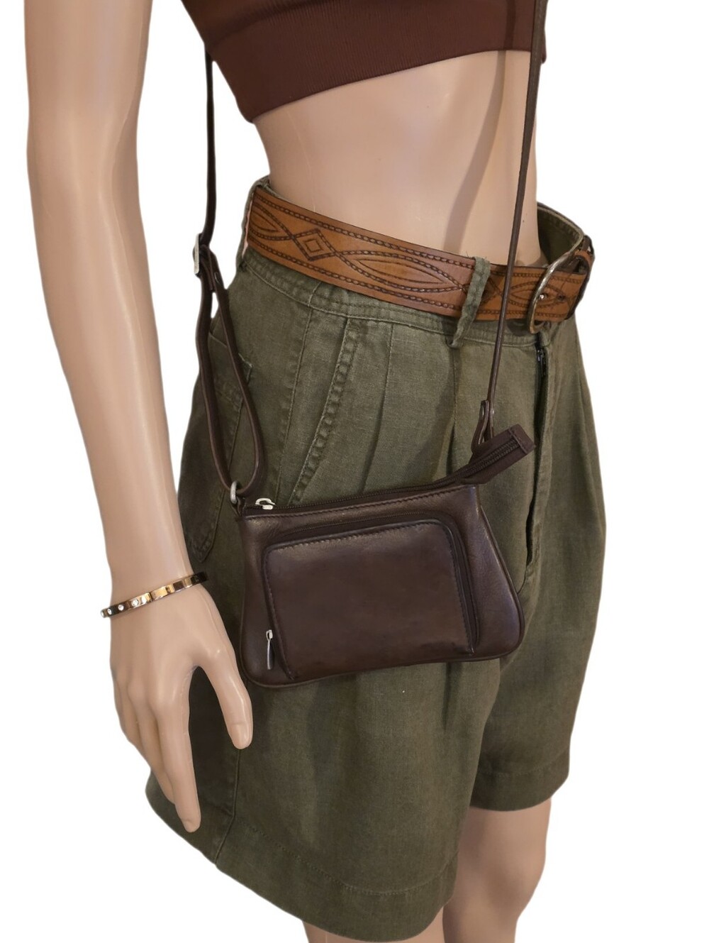 Paul & Taylor Vintage Distressed 90's Leather Mini/Wallet Crossbody - Picture 7 of 16
